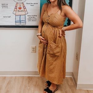 Mustard and Brown Button Dress (NOT Maternity!)
